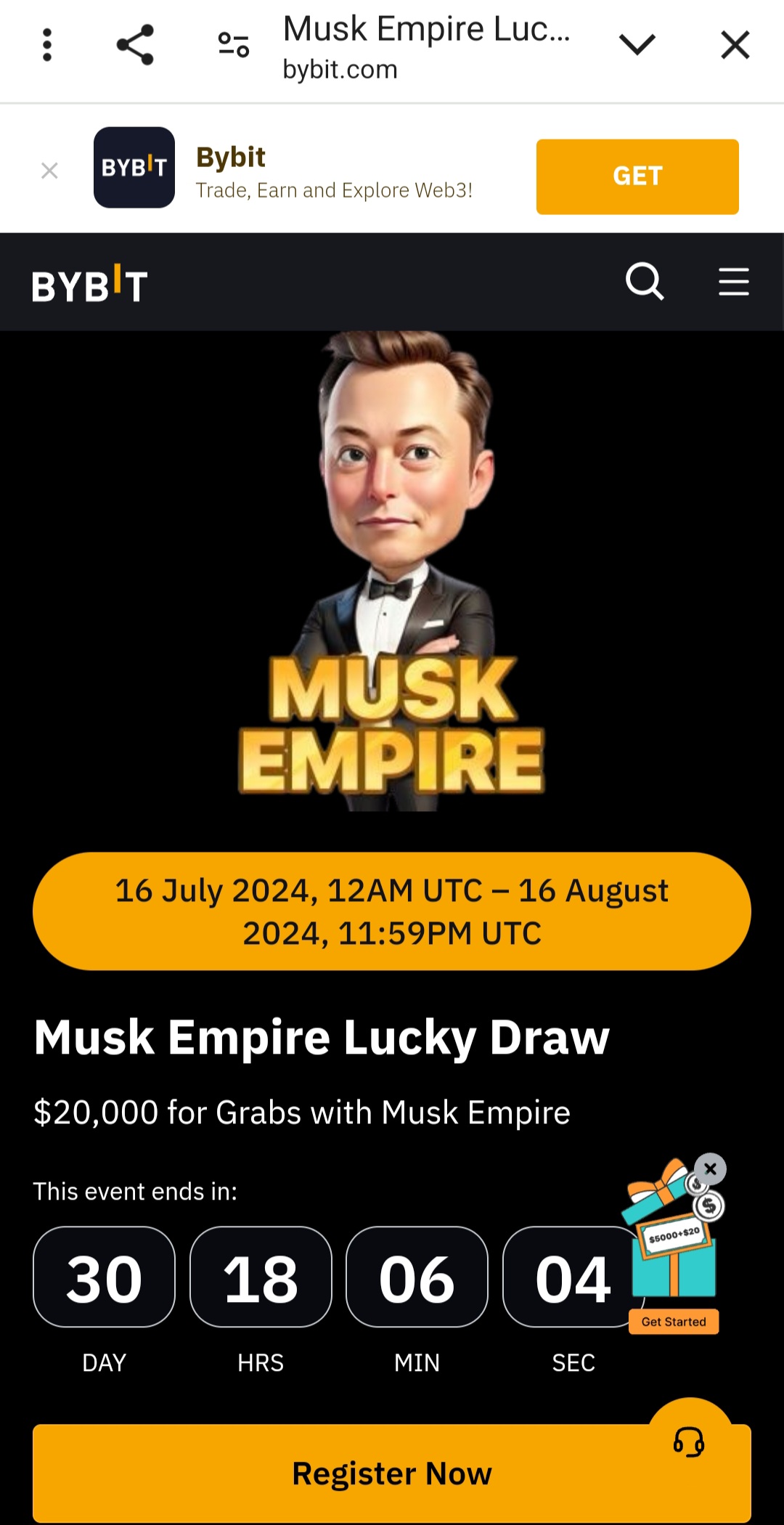 جوایز صرافی BYBIT برای کاربران Musk Empire